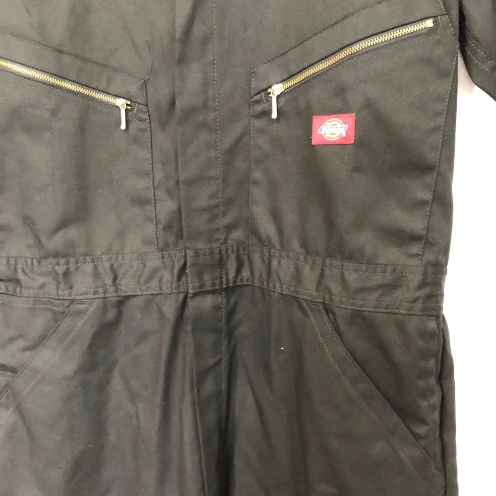 Dickies Black Coverall Jumpsuit Workwear Gold‎ Zipper Front Black L-Tall - Picture 7 of 16